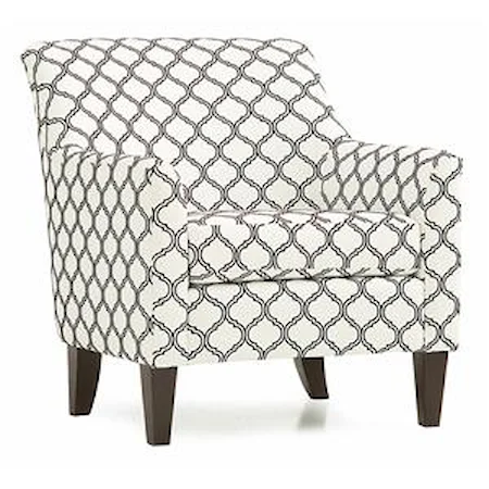 Contemporary Accent Chair with Flair Tapered Arms and Rolled Back